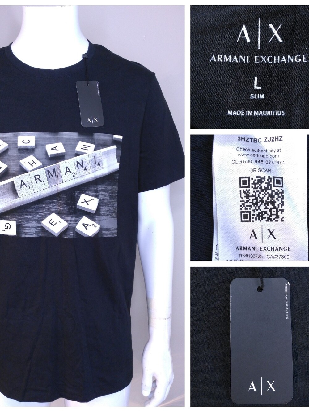 ARMANI EXCHANGE T Shirt LARGE NEW with TAGS Multicolor SUDOKU NWT Luxury AX SS